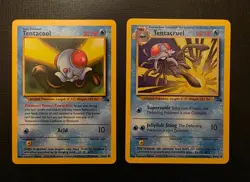 Pokemon Tentacool & Tentacruel Fossil Evolution Pair 56/62 44/62 Vintage WOTC LP - Image 2