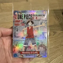 One Piece Monkey D. Luffy US Voyage College Basketball Promo Card Gonzaga SEALED - Image 3