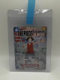 One Piece Monkey D. Luffy College Basketball US Voyage Promo Card SHIPS TODAY! - Image 1