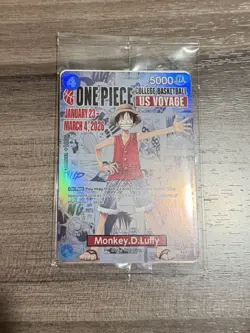 One Piece College Basketball US Voyage Monkey D. Luffy Card SEALED Holographic - Image 1
