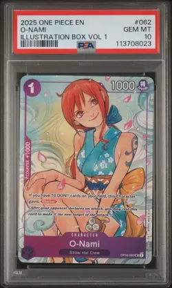 2025 ONE PIECE PROMO #062 O-NAMI ILLUSTRATION BOX VOL.1 PSA 10 - Image 1