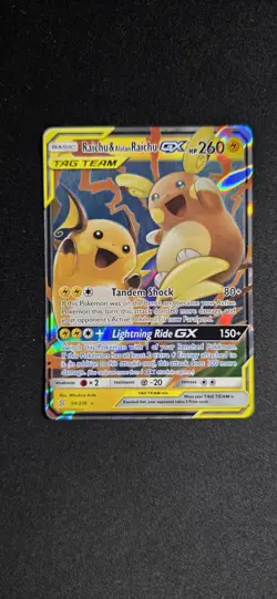 Pokemon GX Unified Minds Alolan Raichu Card 54/236 Ultra Rare SM Holo - Image 1