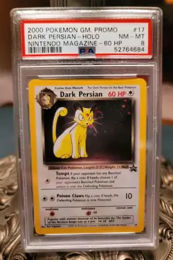2000 Pokemon Game Promo Dark Persian #17 Nintendo Magazine 60 HP PSA 8 - Image 1
