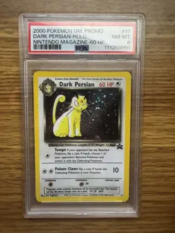 2000 Pokemon Game Promo Dark Persian #17 Nintendo Magazine 60 HP PSA 8 - Image 1