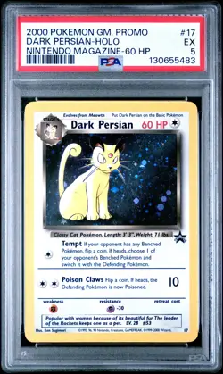 2000 POKEMON GAME PROMO NINTENDO MAGAZINE-60 HP #17 DARK PERSIAN-HOLO PSA 5 - Image 1