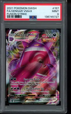 PSA 9 - 2021 Gengar VMAX 157/264 Swsh08: Fusion Strike Holo Pokemon - Image 1