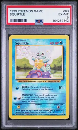 1999 Pokemon Game Squirtle Card 63/102 PSA Graded - Image 1