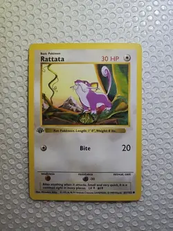 Pokemon TCG Rattata Base Set 1st Edition Shadowless Card 61/102 Regular Common - Image 1