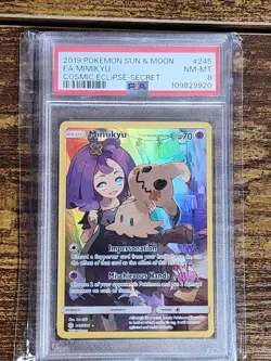POKEMON MIMIKYU 2019 SM-COSMIC ECLIPSE 245/236 SECRET RARE PSA 8 HOLO CARD - Image 1