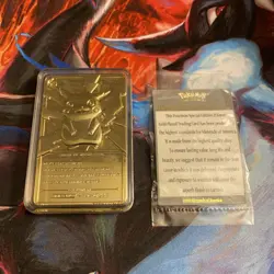 Pokemon #25 Pikachu 23k Gold Plated Trading Card 1999 Burger King w/ COA & Ball - Image 3