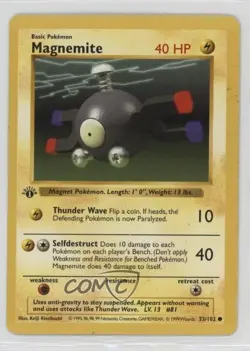 Magnemite Shadowless 1st Ed. Pokemon Base Set #53 1999 - Image 1