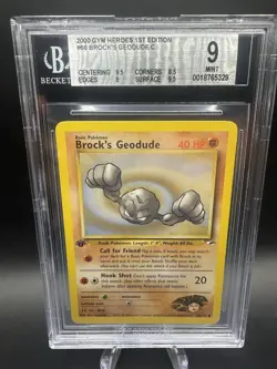 Brock's Geodude 066/132 Gym Heroes 1st Edition BGS 9 Pokemon Mint Vintage WOTC - Image 1
