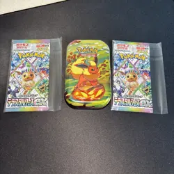 Pokemon TCG: Scarlet & Violet Prismatic Evolutions Mini Tin and 2 Japanese Packs - Image 1