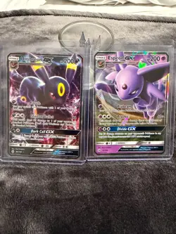 Pokemon Umbreon & Espeon GX Full Art Ultra Rare Holo Sun & Moon Base Set - Image 1
