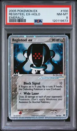 PSA 8 - Registeel ex # 100/106 Pokemon ex Emerald 2005 Holo - Image 1