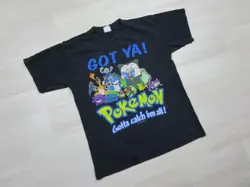 Vintage POKEMON Gotta Catch Em All T Shirt Kids Youth (L) 90s Y2K Nintendo Black - Image 2