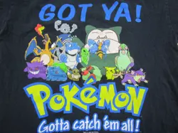 Vintage POKEMON Gotta Catch Em All T Shirt Kids Youth (L) 90s Y2K Nintendo Black - Image 3