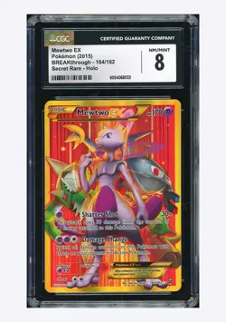 Pokemon CGC 8 Mewtwo EX Secret Rare 2015 164/162 Breakthrough English - Image 1