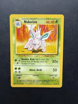 Pokemon Cards: Nidorino 37/102: Base Set Uncommon: LP - Image 1