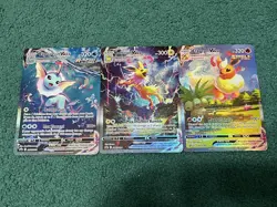 3 Jumbo Pokemon Cards Oversized Jolteon VMAX, Flareon VMAX, Vaporeon VMAX - Image 1