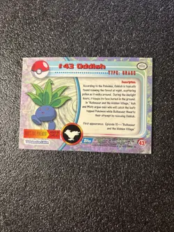 1999 TOPPS POKEMON CARD #43 ODDISH - TV ANIMATION EDITION Black Logo - Image 2