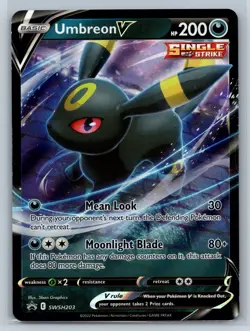 Umbreon V - Black Star Promo SWSH203 Heroes Tin Pokemon TCG Card NM - Image 1