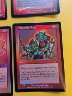 MTG FOIL red Scourge 6 Card Misguided rage, extra arms.carbonize,enrage,goblin - Image 2