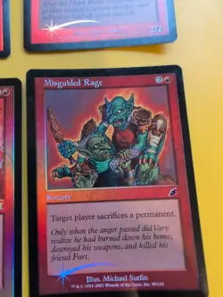 MTG FOIL red Scourge 6 Card Misguided rage, extra arms.carbonize,enrage,goblin - Image 3