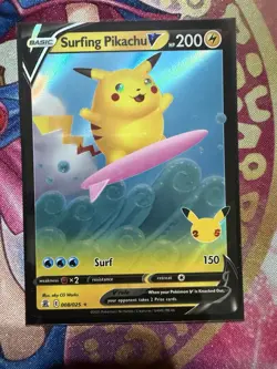 2021 Pokemon Sword & Shield - Celebrations Surfing Pikachu V #8 Holo NM - Image 1