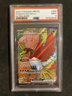 2025 POKEMON DESTINED RIVALS ETHAN'S HO-OH EX #209 ULTRA RARE FULL ART PSA 9 - Image 1