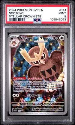 Pokemon Stellar Crown - NOCTOWL - BLACK STAR PROMO - SVP 141 - PSA 9 - Image 1