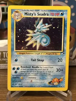 Pokemon TCG - Misty's Seadra 9 Prerelease Gym Heroes WoTC Black Star Promo Holo - Image 1
