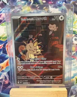 Pokemon TCG Team Rockets Meowth 203/182 Illustration Rare Destined Rivals NM - Image 1