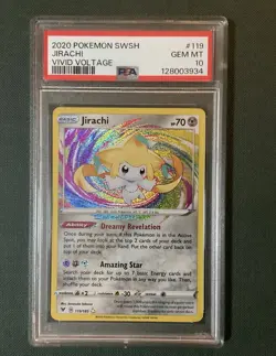 2021 Pokemon Vivid Voltage 119/185 Jirachi Amazing Rare Holo PSA 10 - Image 1