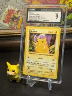1999 POKEMON 🍎 PIKACHU RED CHEEKS SHADOWLESS BASE SET #58 ⚡CGC 9 MINT ✨ PIKACHU - Image 1