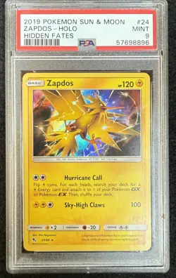 2019 Pokemon Sun & Moon Hidden Fates 24 Zapdos Holo MINT PSA 9 - IN HAND FAST - Image 1