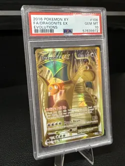 2016 POKEMON XY EVOLUTIONS #106 FULL ART/DRAGONITE EX PSA 10 - Image 2