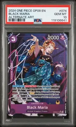BLACK MARIA 2024 ONE PIECE ALTERNATE ART SUPER RARE OP08-074 GRADED PSA 10 GEM - Image 1