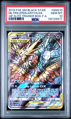 2019 POKEMON SM BLACK STAR PROMO FULL ART/MOLTRES & ZAPDOS & ARTICUNO GX PSA 10 - Image 1