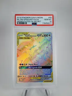 2019 POKEMON HIDDEN FATES #69 FULL ART/MOLTRES & ZAPDOS & ARTICUNO GX PSA 10 - Image 1