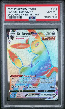 2021 POKEMON SWORD & SHIELD EVOLVING SKIES SECRET FULL ART/UMBREON VMAX PSA 10 - Image 1