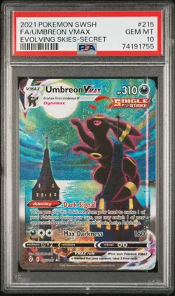 2021 POKEMON SWORD & SHIELD EVOLVING SKIES SECRET FULL ART/UMBREON VMAX PSA 10 - Image 1