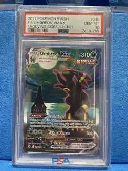 2021 POKEMON SWORD & SHIELD EVOLVING SKIES SECRET FULL ART/UMBREON VMAX PSA 10 - Image 3