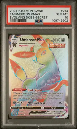 2021 POKEMON SWORD & SHIELD EVOLVING SKIES SECRET FULL ART/UMBREON VMAX PSA 10 - Image 1