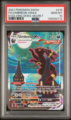 2021 POKEMON SWORD & SHIELD EVOLVING SKIES SECRET FULL ART/UMBREON VMAX PSA 10 - Image 1