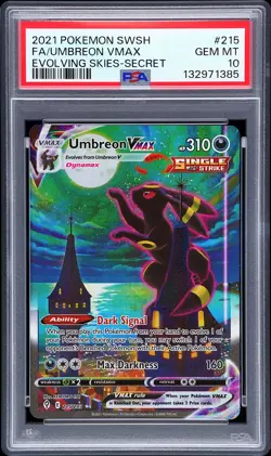 2021 POKEMON SWORD & SHIELD EVOLVING SKIES SECRET FULL ART/UMBREON VMAX PSA 10 - Image 1