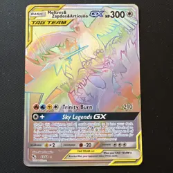 Pokemon TCG Moltres Zappos Articuno GX Card 69/68 Secret Rainbow Holo - NM - Image 1