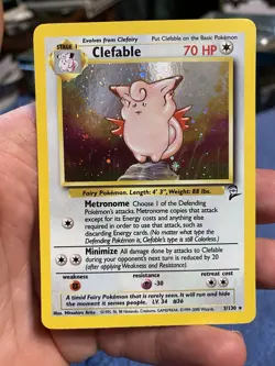 Pokemon TCG Clefable Holo Rare Card 005/130 Base Set 2 - Image 1