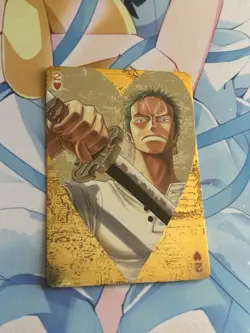 Official One Piece Jump Gold Playing Card Mint - Zoro Two of Hearts - Image 1