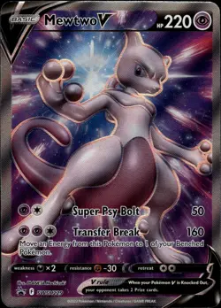 Pokemon TCG Mewtwo v SWSH229 Black Star Promo Card - Image 1